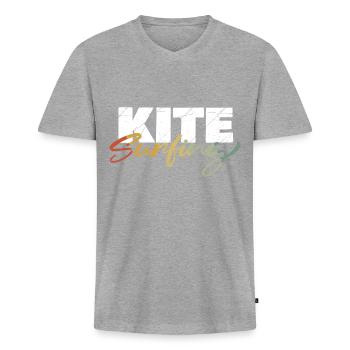 Kitesurfing - Men's Premium Organic T-shirt with V-neck - heather grey - Front