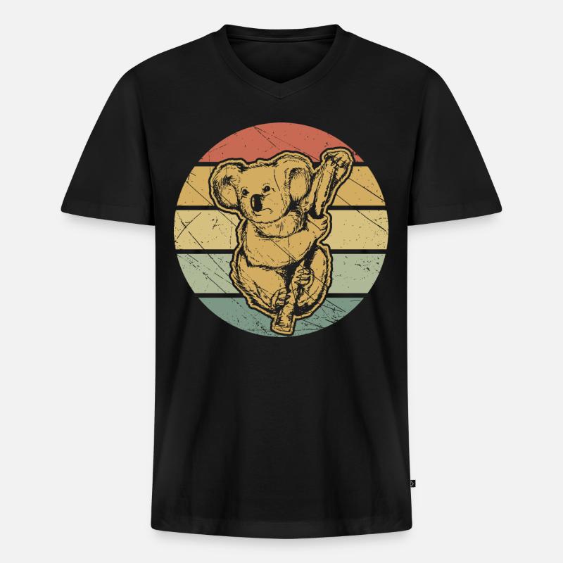 Koala - Männer Premium Bio T-Shirt mit V-Ausschnitt - Schwarz
