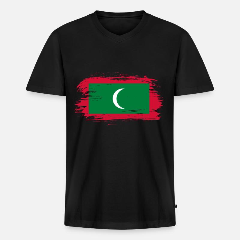 Malediven Flagge - Männer Premium Bio T-Shirt mit V-Ausschnitt - Schwarz