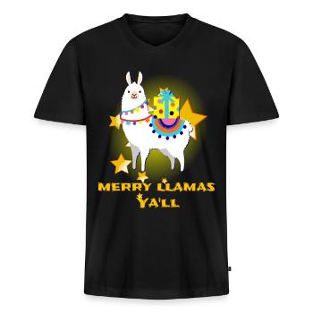 Christmas Christmas Christmas Christmas Christmas - Men's Premium Organic T-shirt with V-neck - black - Front - Nico (187cm)