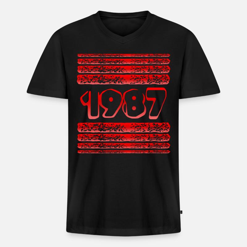 Jahr 1987 - Männer Premium Bio T-Shirt mit V-Ausschnitt - Schwarz