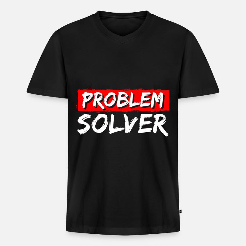 Solution Funny No problem - Men's Premium Organic T-shirt with V-neck - black
