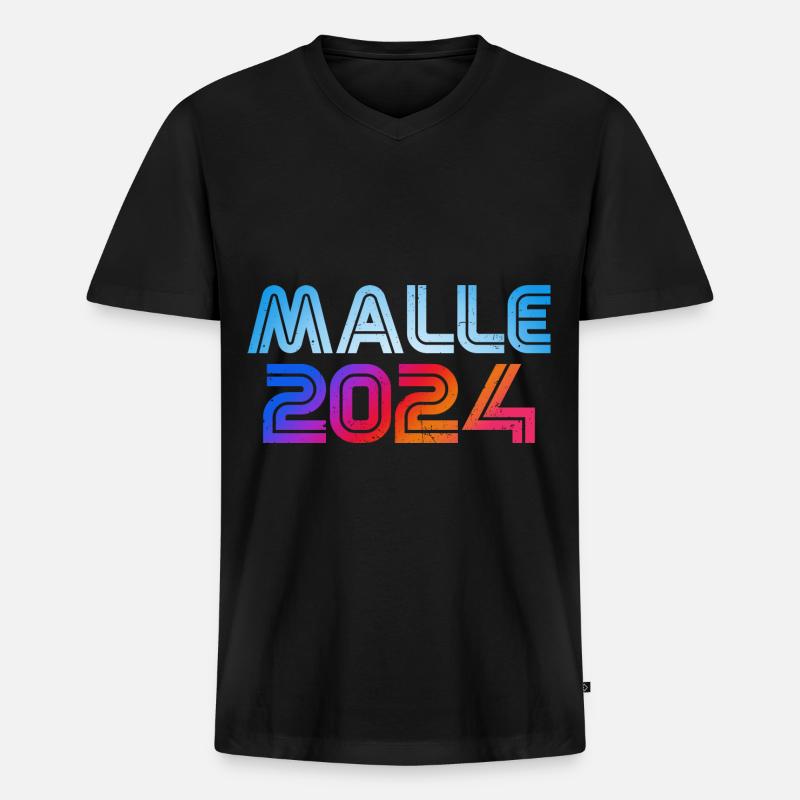 Malle 2024 - Männer Premium Bio T-Shirt mit V-Ausschnitt - Schwarz