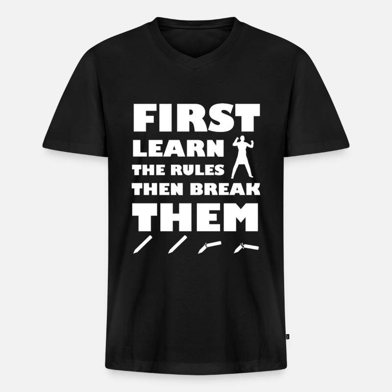 break the rules - Männer Premium Bio T-Shirt mit V-Ausschnitt - Schwarz
