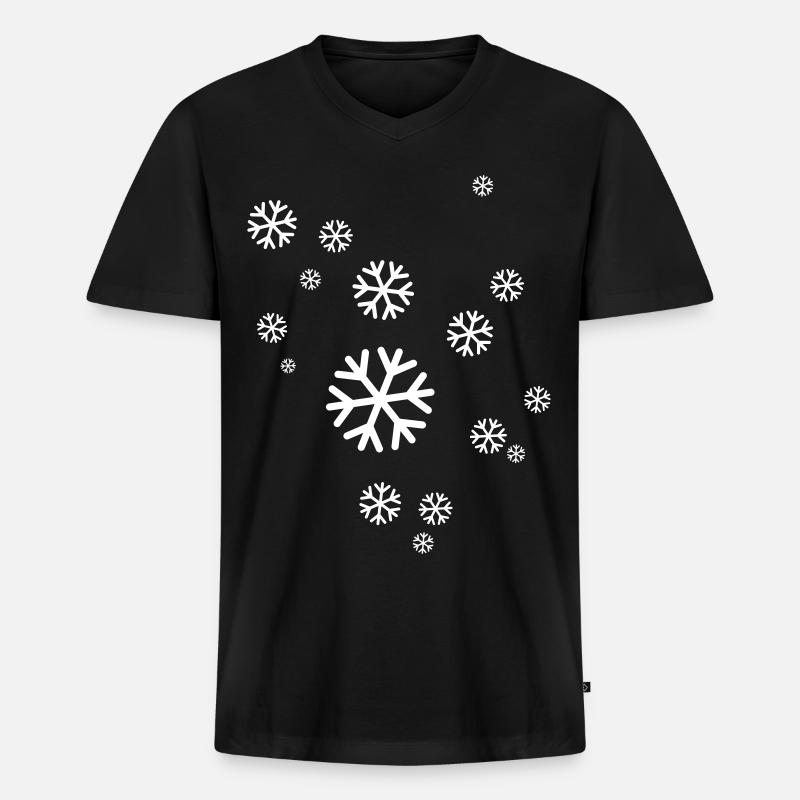 Schnee - Männer Premium Bio T-Shirt mit V-Ausschnitt - Schwarz