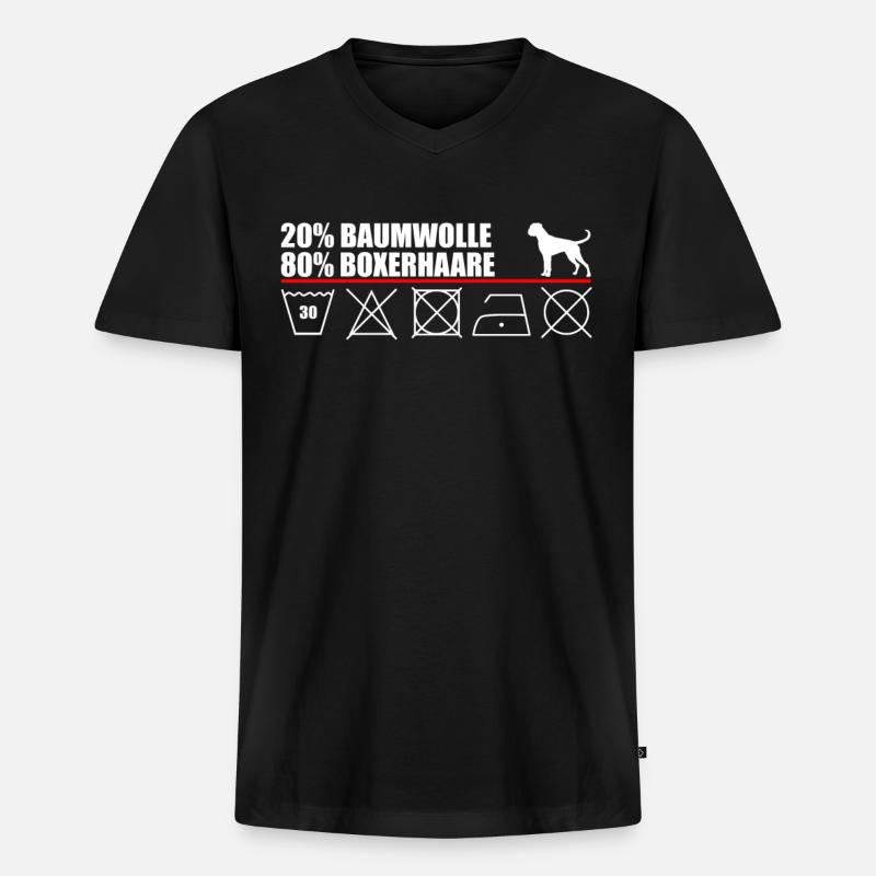Deutscher Boxer Hundehaare Geschenk - Männer Premium Bio T-Shirt mit V-Ausschnitt - Schwarz