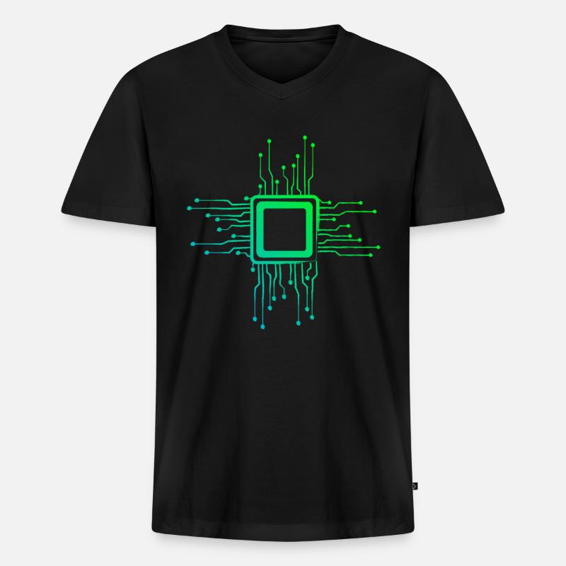 Computerchip Schaltkreise Platine - Männer Premium Bio T-Shirt mit V-Ausschnitt - Schwarz