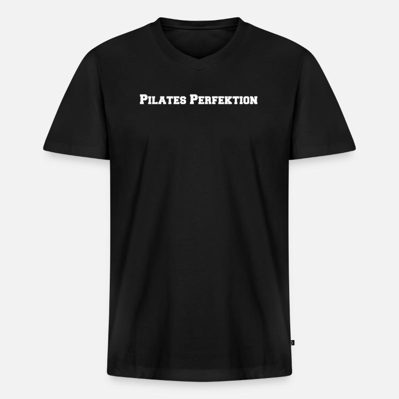 Pilates - Pilates Perfektion - Männer Premium Bio T-Shirt mit V-Ausschnitt - Schwarz