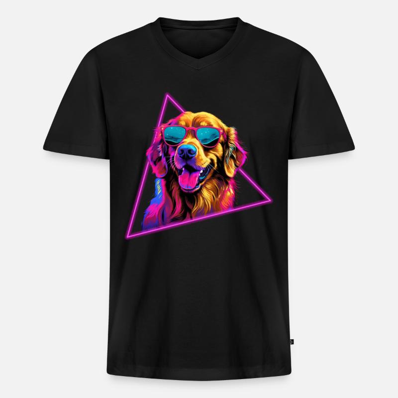 Labrador Retriever mit Sonnenbrille - Männer Premium Bio T-Shirt mit V-Ausschnitt - Schwarz