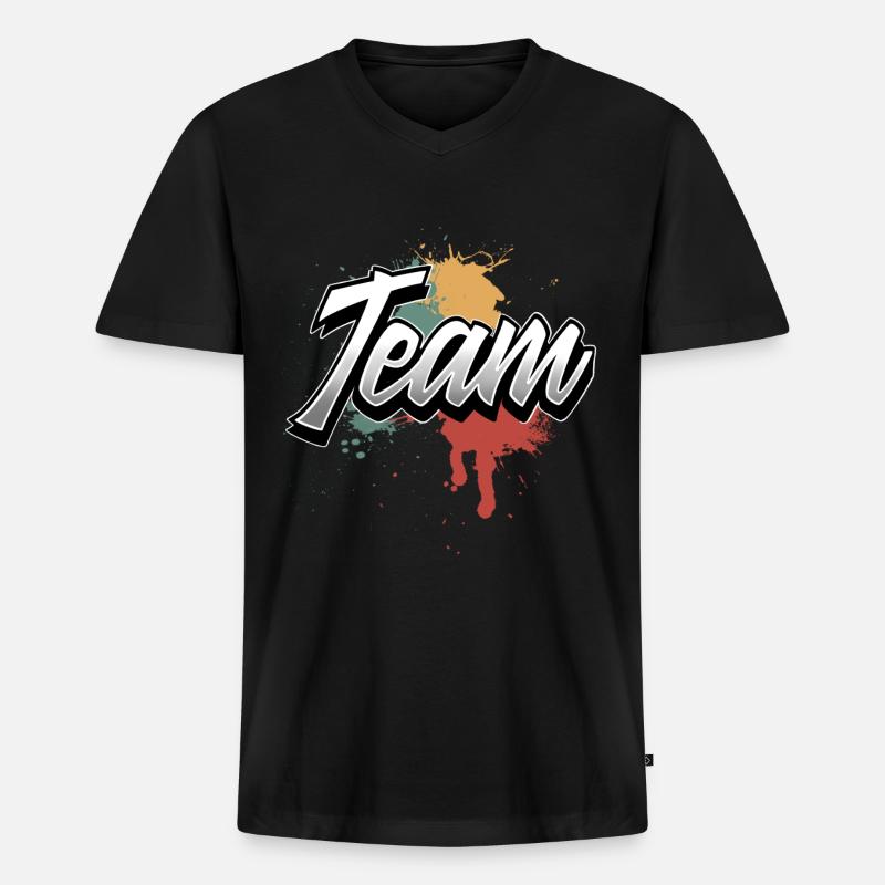 Team - Männer Premium Bio T-Shirt mit V-Ausschnitt - Schwarz