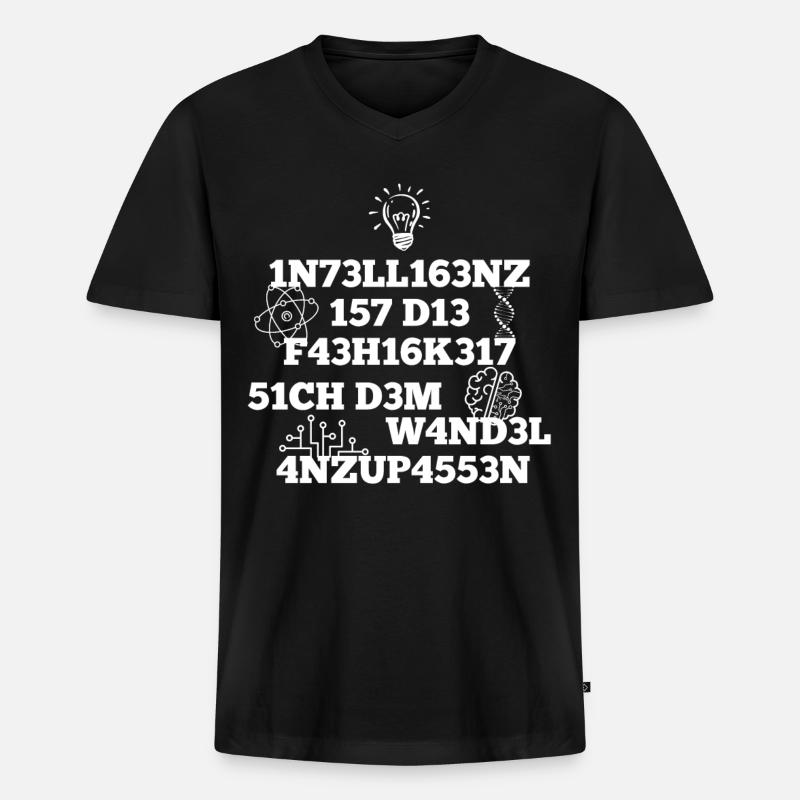 Intelligenz - Männer Premium Bio T-Shirt mit V-Ausschnitt - Schwarz