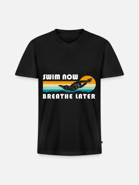 Swimming Pool Sun Friends - Men's Premium Organic T-shirt with V-neck - black