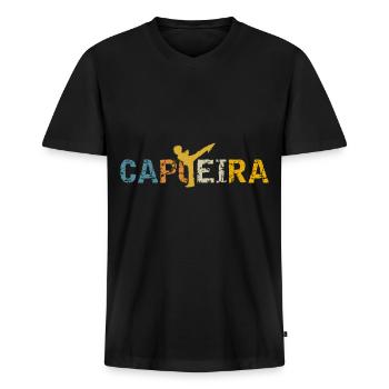 Capoeira - T-shirt encolure en V Premium bio Homme - noir - Devant - Nico (187cm)