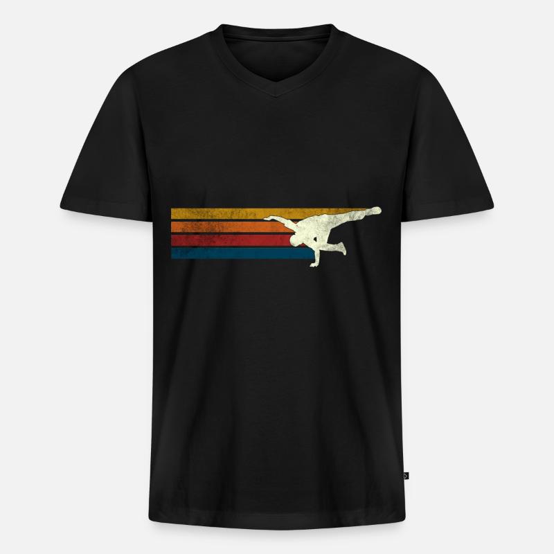 Breakdance Breakdancer Rétro - T-shirt encolure en V Premium bio Homme - noir