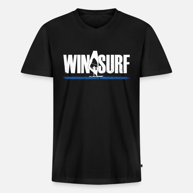 WINDSURF Windsurfen Windsurfing - Männer Premium Bio T-Shirt mit V-Ausschnitt - Schwarz