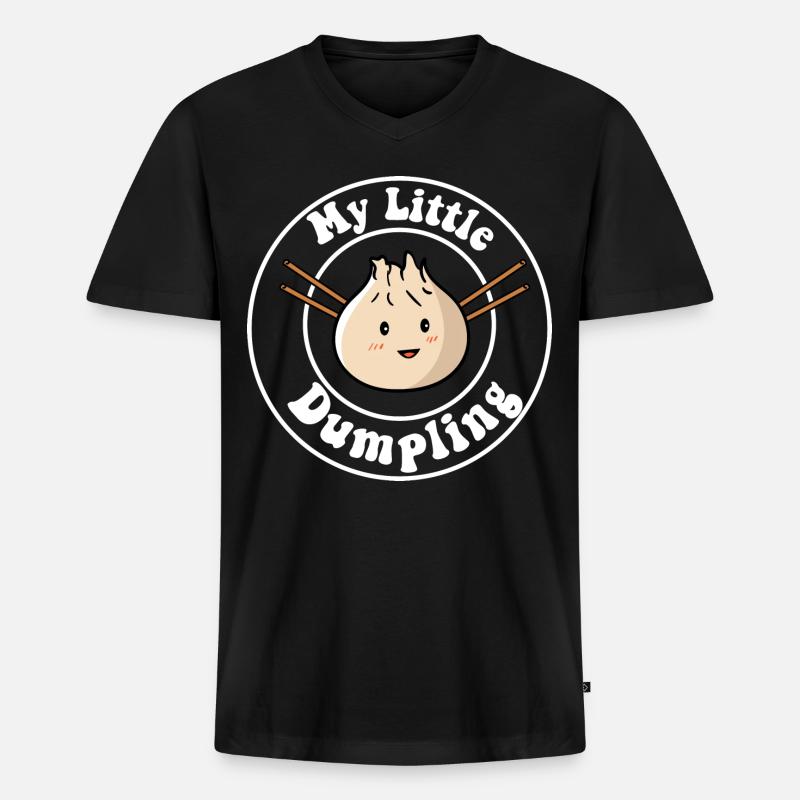 Mein Kleiner Dumpling - Männer Premium Bio T-Shirt mit V-Ausschnitt - Schwarz