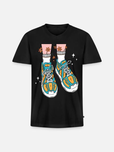CHAUSSURES DE FLEURS - T-shirt encolure en V Premium bio Homme - noir