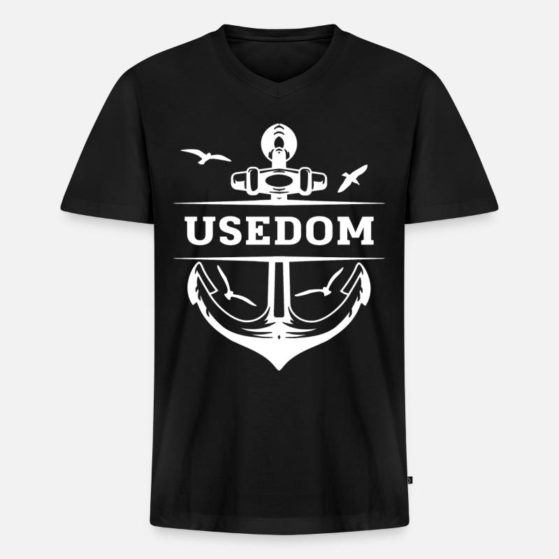 Usedom - Männer Premium Bio T-Shirt mit V-Ausschnitt - Schwarz