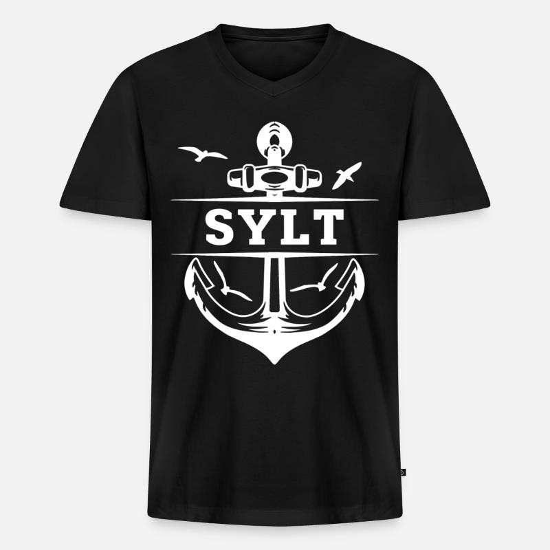 Sylt - Männer Premium Bio T-Shirt mit V-Ausschnitt - Schwarz