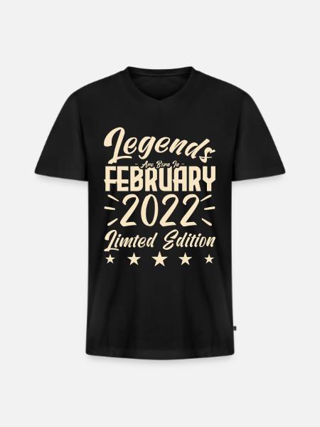 Births February 2022. Birthday gift. - Men's Premium Organic T-shirt with V-neck - black