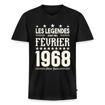 cadeau d'anniversaire Février 1968. février 1968. - T-shirt encolure en V Premium bio Homme - noir - Devant - Nico (187cm)