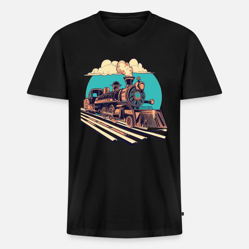 Bahnhof - Männer Premium Bio T-Shirt mit V-Ausschnitt - Schwarz