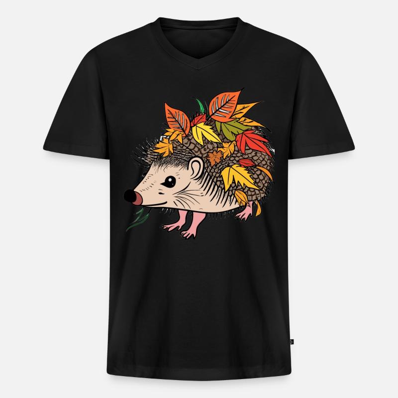 Igel - Männer Premium Bio T-Shirt mit V-Ausschnitt - Schwarz