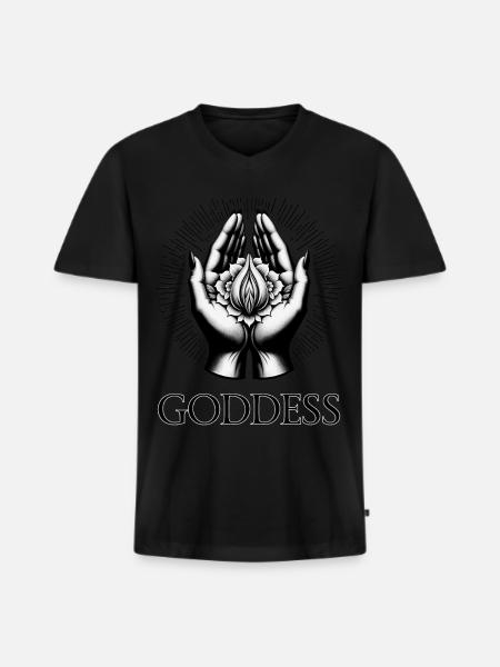 GODDESS (subtitle) #056 - Men's Premium Organic T-shirt with V-neck - black