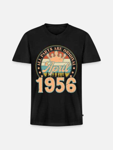 April 1956. April 1956 April fødselsdagsgave - Premium økologisk T-shirt med V-hals til mænd - sort