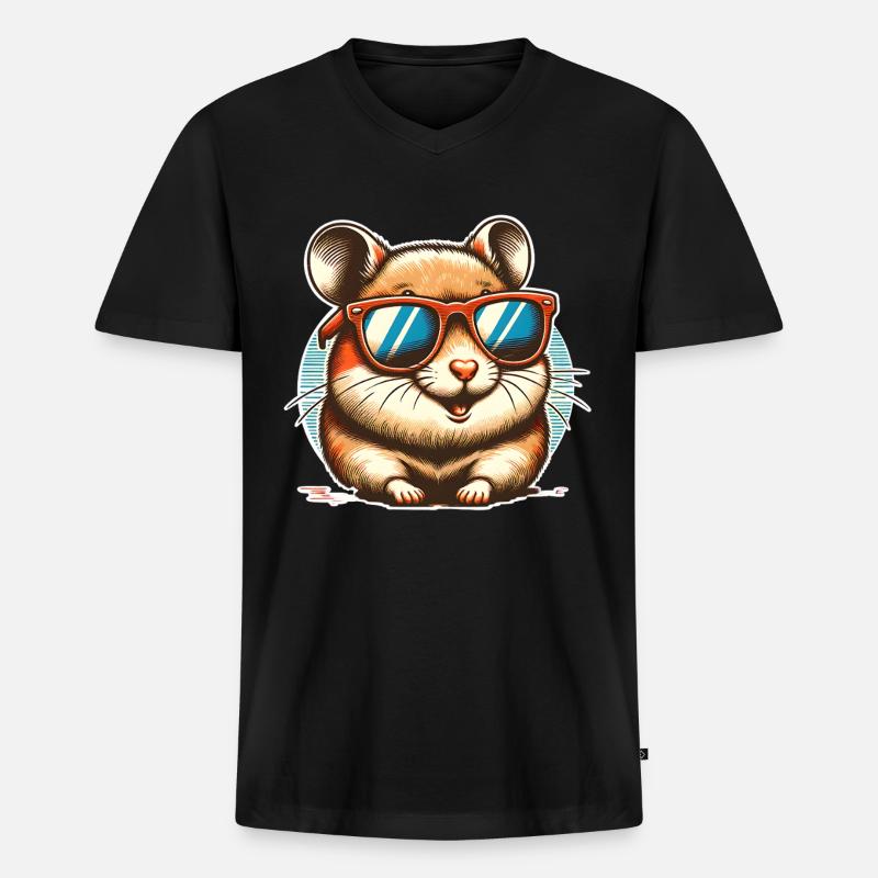 Hamster - Männer Premium Bio T-Shirt mit V-Ausschnitt - Schwarz