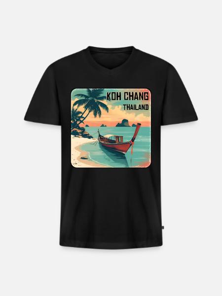 Koh Chang - Männer Premium Bio T-Shirt mit V-Ausschnitt - Schwarz