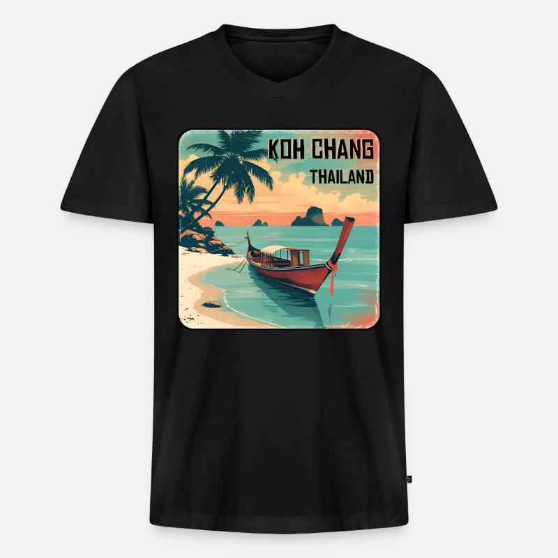 Koh Chang - Men's Premium Organic T-shirt with V-neck - black