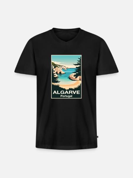 Algarve - Männer Premium Bio T-Shirt mit V-Ausschnitt - Schwarz