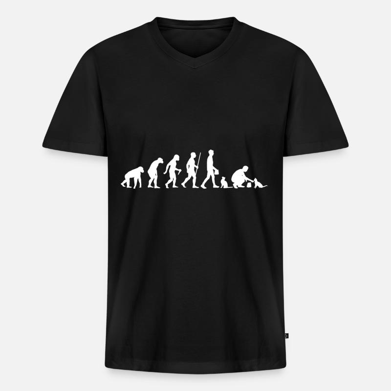Evolution Pet Cat - Men's Premium Organic T-shirt with V-neck - black