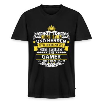 Gaming Gaming Gaming Gaming Gaming Gaming Geschenk - Männer Premium Bio T-Shirt mit V-Ausschnitt - Schwarz - Vorne - Nico (187cm)