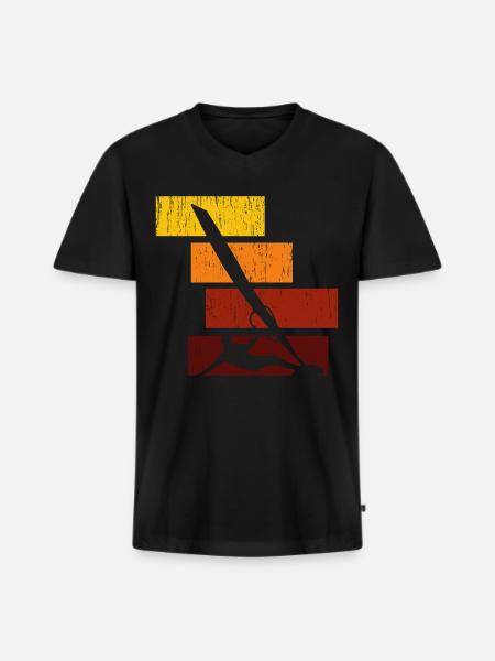 Windsurfen Buntes Hemd - Männer Premium Bio T-Shirt mit V-Ausschnitt - Schwarz