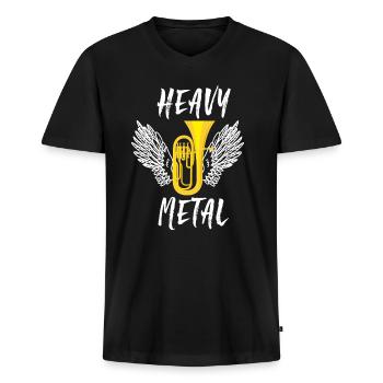 tuba - T-shirt encolure en V Premium bio Homme - noir - Devant - Nico (187cm)