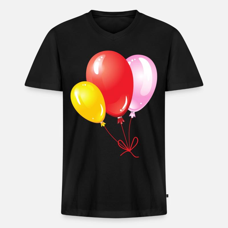 Luftballons - Männer Premium Bio T-Shirt mit V-Ausschnitt - Schwarz