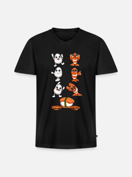 Funny kawaii sushi fusion - Men's Premium Organic T-shirt with V-neck - black