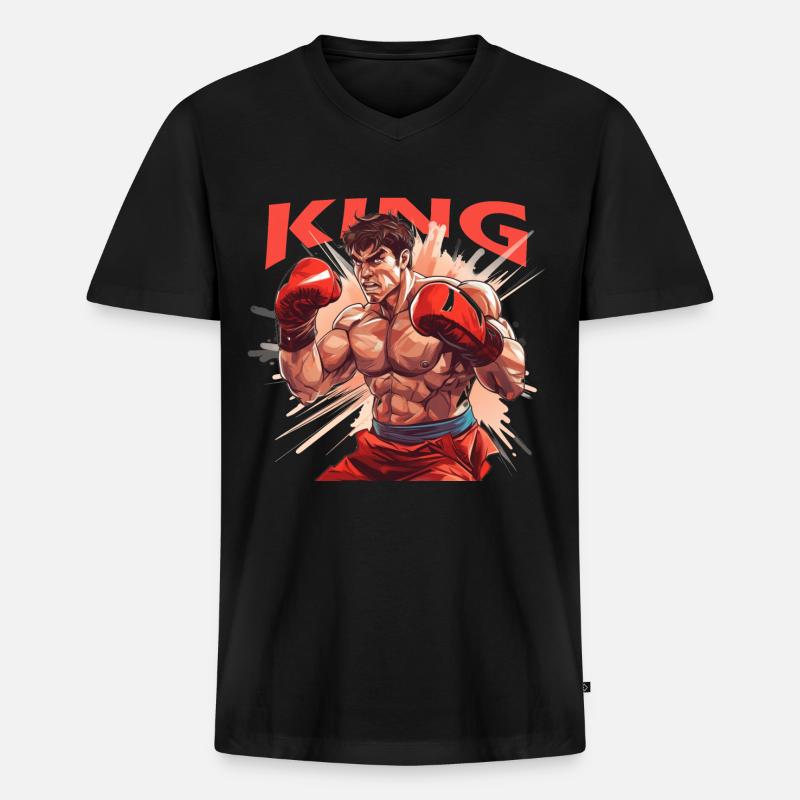 Boxer - Männer Premium Bio T-Shirt mit V-Ausschnitt - Schwarz