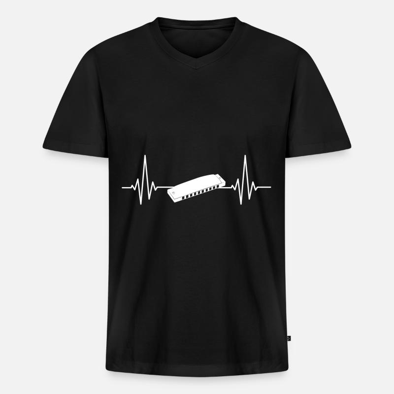 Harmonica Harmonica Player - Men's Premium Organic T-shirt with V-neck - black
