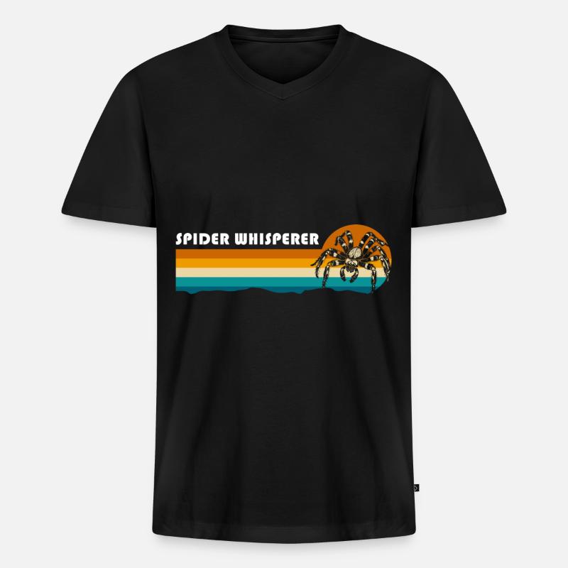 Spinne Netz Biss - Männer Premium Bio T-Shirt mit V-Ausschnitt - Schwarz