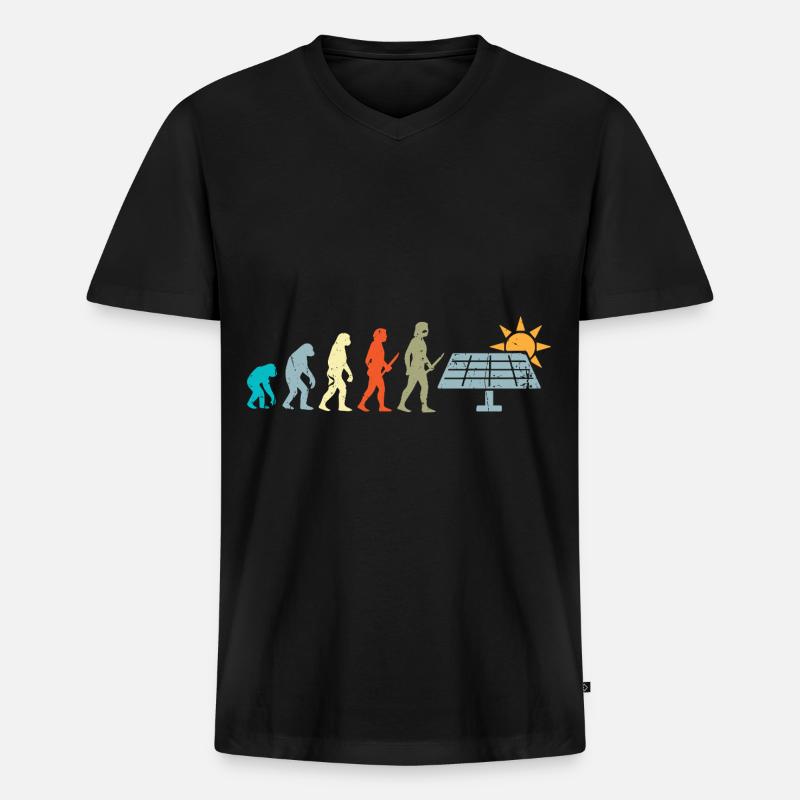 PV Solar Evolution - Männer Premium Bio T-Shirt mit V-Ausschnitt - Schwarz