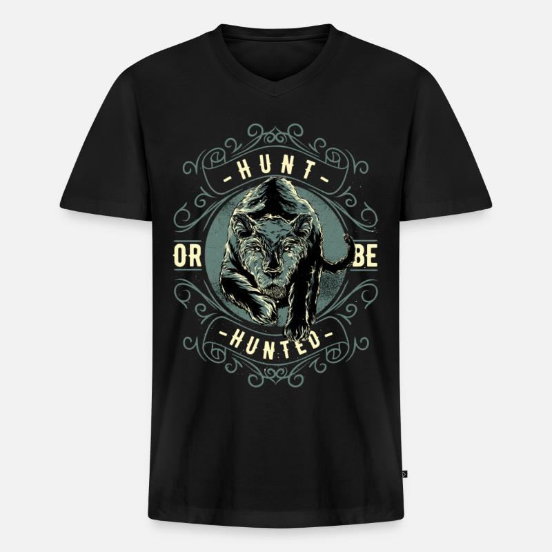 Jage oder werde gejagt! - Männer Premium Bio T-Shirt mit V-Ausschnitt - Schwarz