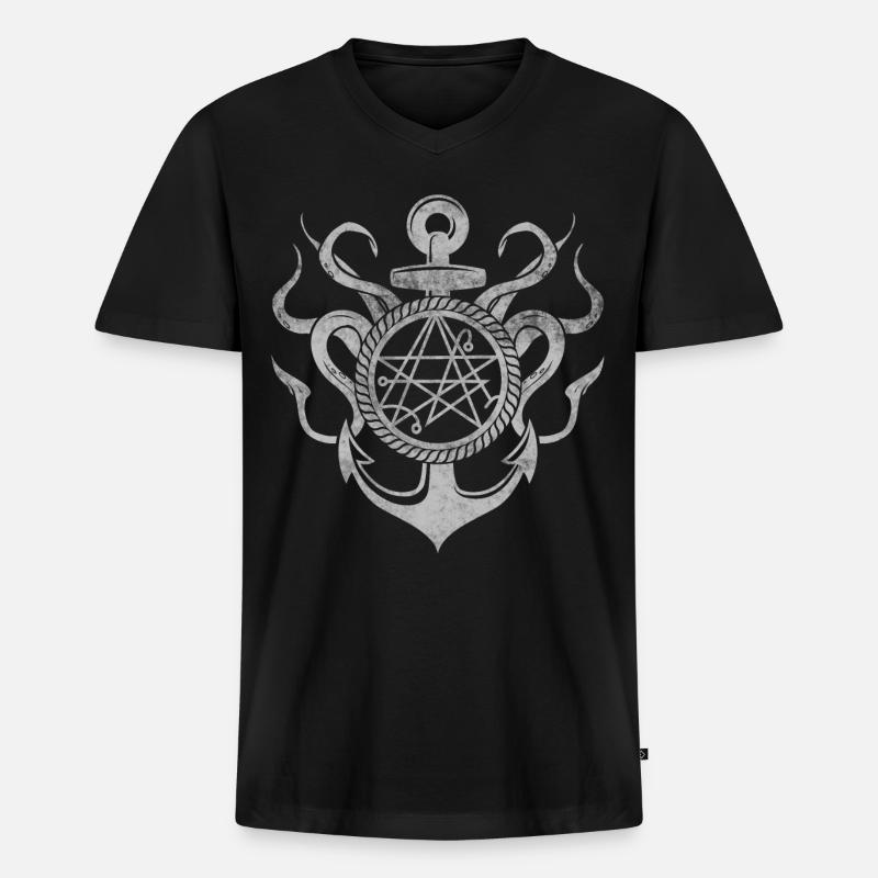 Alter Anker - Männer Premium Bio T-Shirt mit V-Ausschnitt - Schwarz