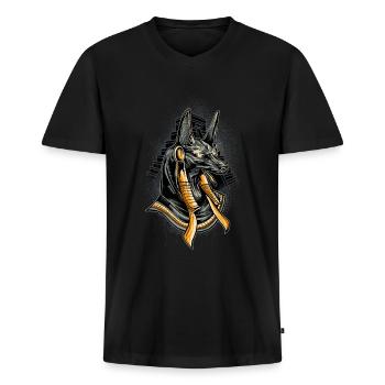 Anubis Egyptian god deity gift - Men's Premium Organic T-shirt with V-neck - black - Front - Nico (187cm)