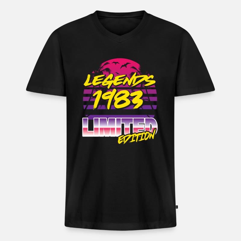 Legends 1983 Limited edition - Männer Premium Bio T-Shirt mit V-Ausschnitt - Schwarz
