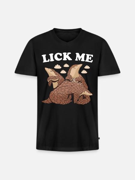Lèche-moi Pangolin - T-shirt encolure en V Premium bio Homme - noir