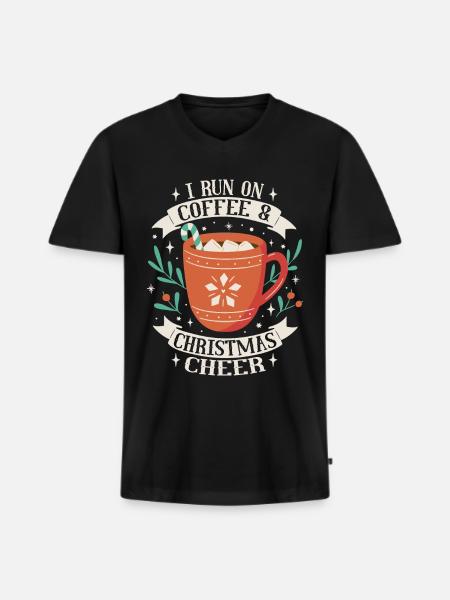 Kaffee und Weihnachtsstimmung Weihnachten - Männer Premium Bio T-Shirt mit V-Ausschnitt - Schwarz