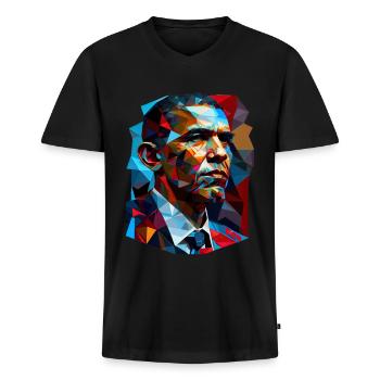 Pop Art d’Obama - T-shirt encolure en V Premium bio Homme - noir - Devant - Nico (187cm)